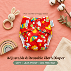 BIOBUBS Reusable Cloth Diaper for Baby, Washable & Waterproof Cloth Nappy, Breathable Baby Diaper, Unicorn Rainbow Moon Print Print Name: Unicorn Rainbow Moon Print